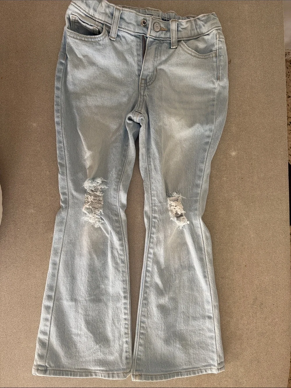 Old Navy Light Blue Distressed Flare Jeans